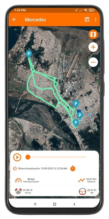 Historial de rutas de recorrido en la app BioGPS